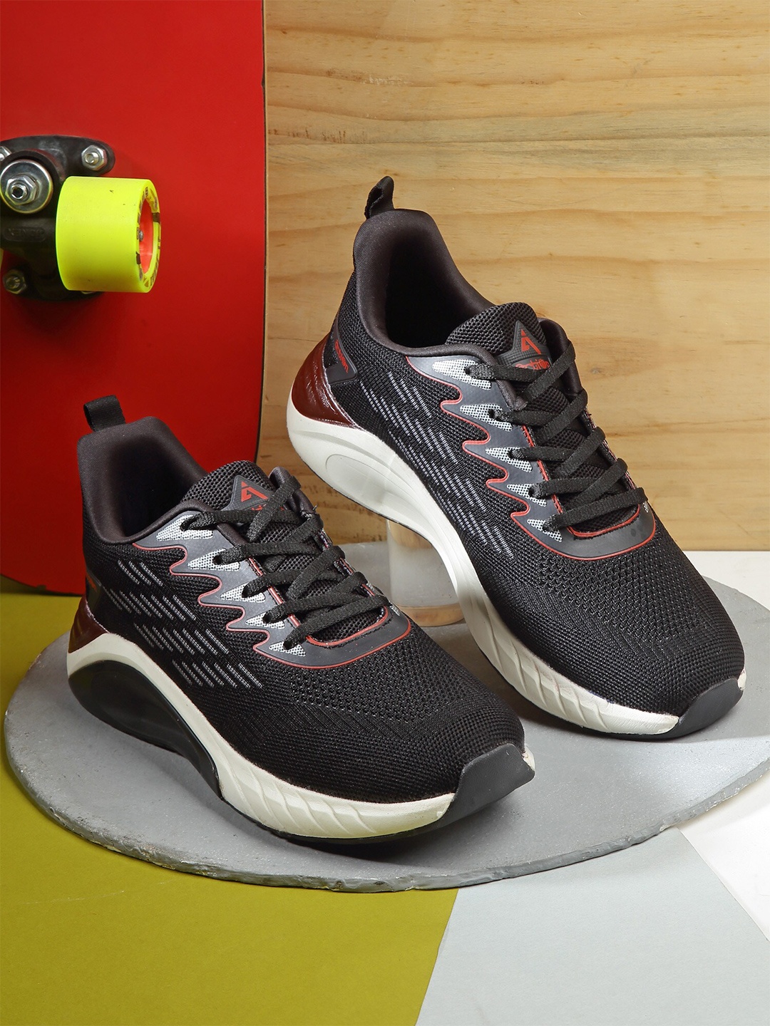 Action Men Mesh Lightweight Comfortable Running Shoes, Black