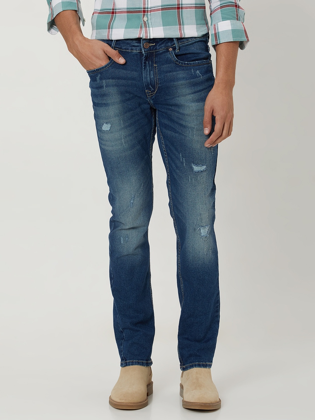 Mufti Men Slim Fit Mid-Rise Medium Shade Heavy Fade Low Distress Stretchable Jeans, Blue
Mufti Men Slim Fit Mid-Rise Medium Shade Heavy Fade Low Distress Stretchable Jeans, Blue