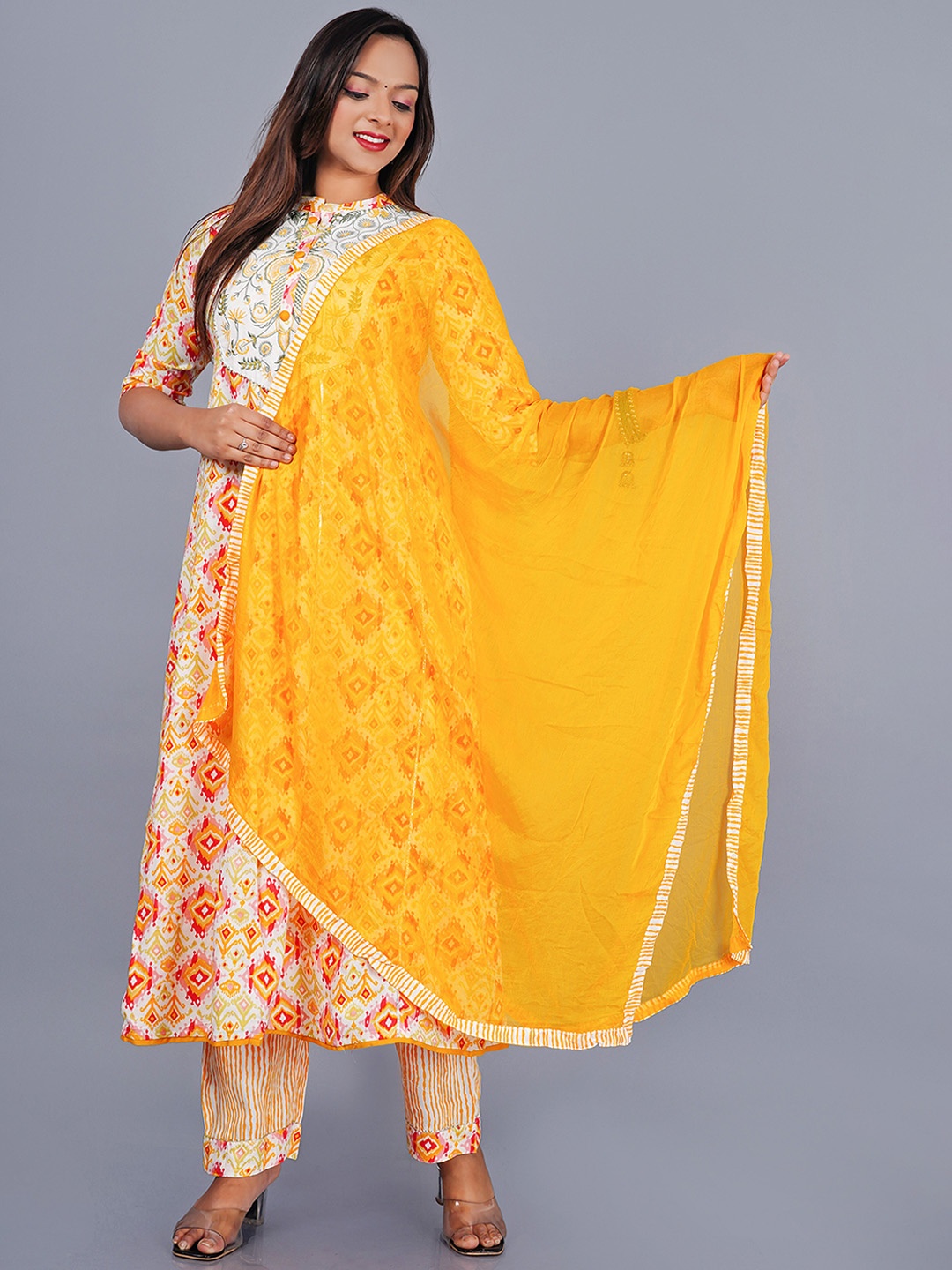 AAYUMI Ethnic Motifs Printed Thread Work Pure Cotton Anarkali Kurta & Trouser With Dupatta, Orange
AAYUMI Ethnic Motifs Printed Thread Work Pure Cotton Anarkali Kurta & Trouser With Dupatta, Orange