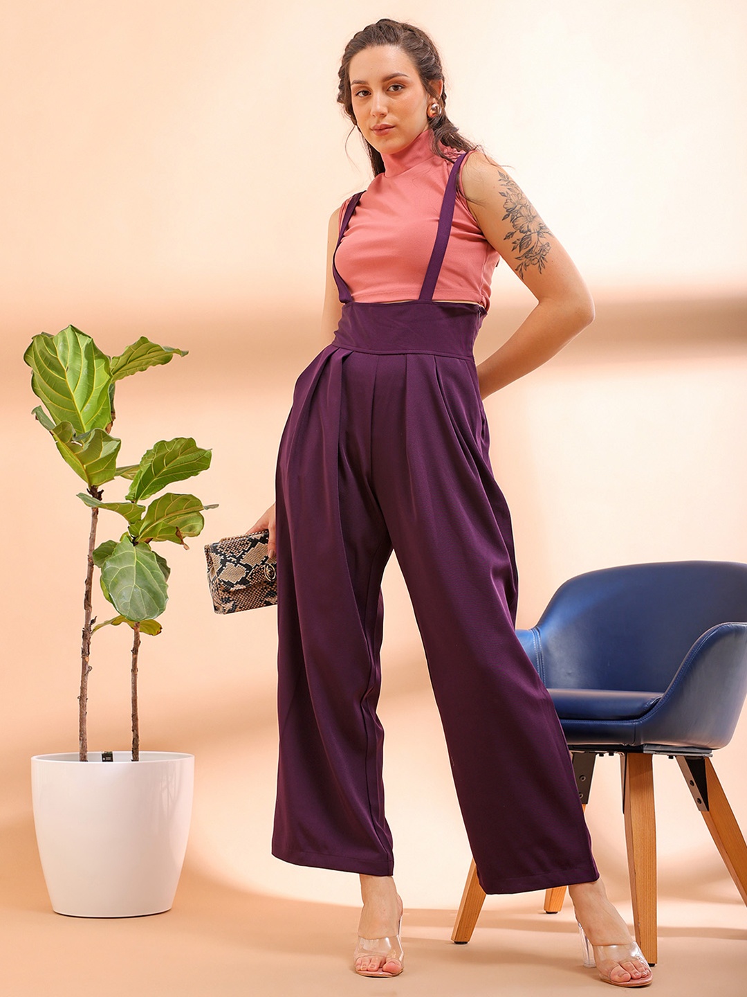 Freehand by The Indian Garage Co Women Parallel Trousers With Attached Suspenders, Purple
Freehand by The Indian Garage Co Women Parallel Trousers With Attached Suspenders, Purple