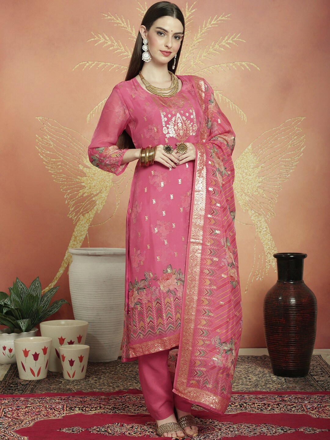 Stylee LIFESTYLE Floral Woven Design Jacquard Zari Unstitched Dress Material, Magenta
Stylee LIFESTYLE Floral Woven Design Jacquard Zari Unstitched Dress Material, Magenta