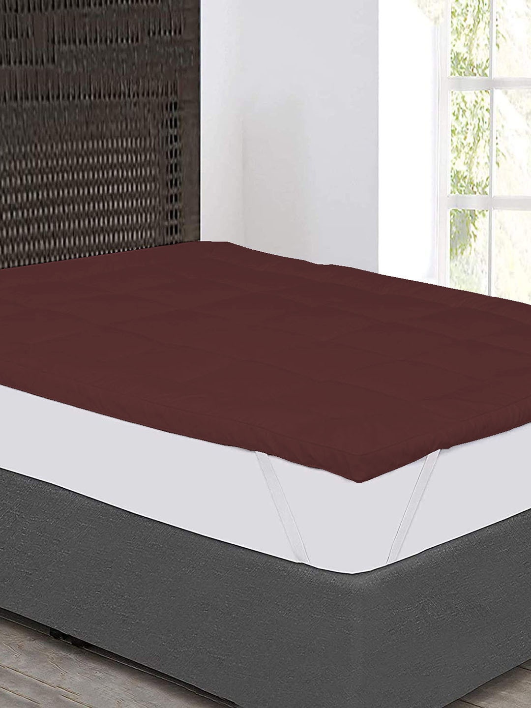 Jaipur Linen Maroon Quilted Breathable Mattress Protector