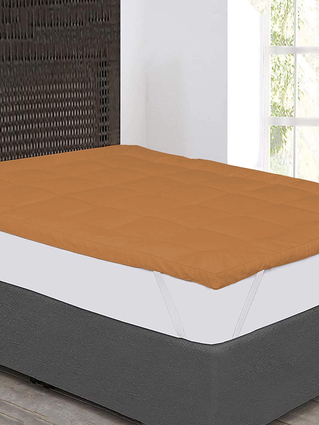 Jaipur Linen Coffee Brown Quilted Breathable Mattress Protector