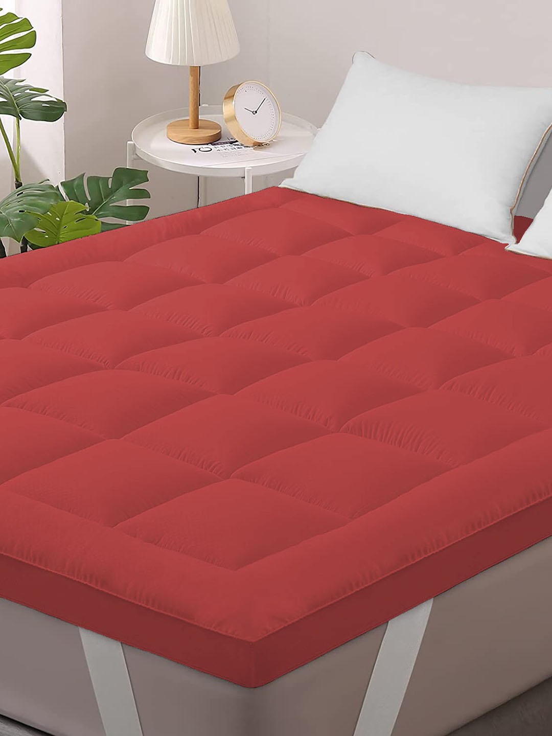 Jaipur Linen Red Quilted Breathable Mattress Protector