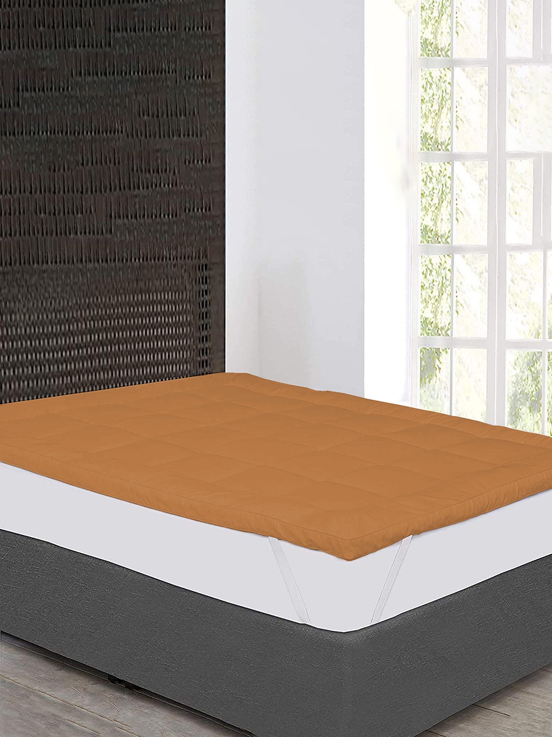 Jaipur Linen Coffee Brown Quilted Breathable Mattress Protector