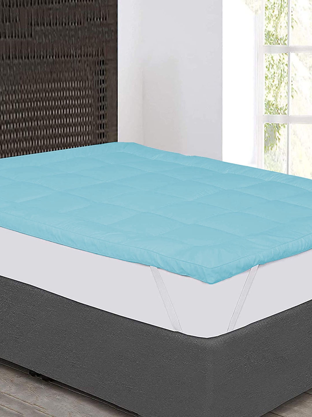 Jaipur Linen Turquoise Blue Quilted Breathable Mattress Protector