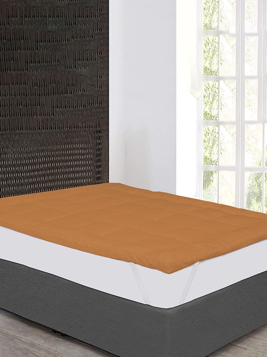 Jaipur Linen Coffee Brown Quilted Breathable Mattress Protector