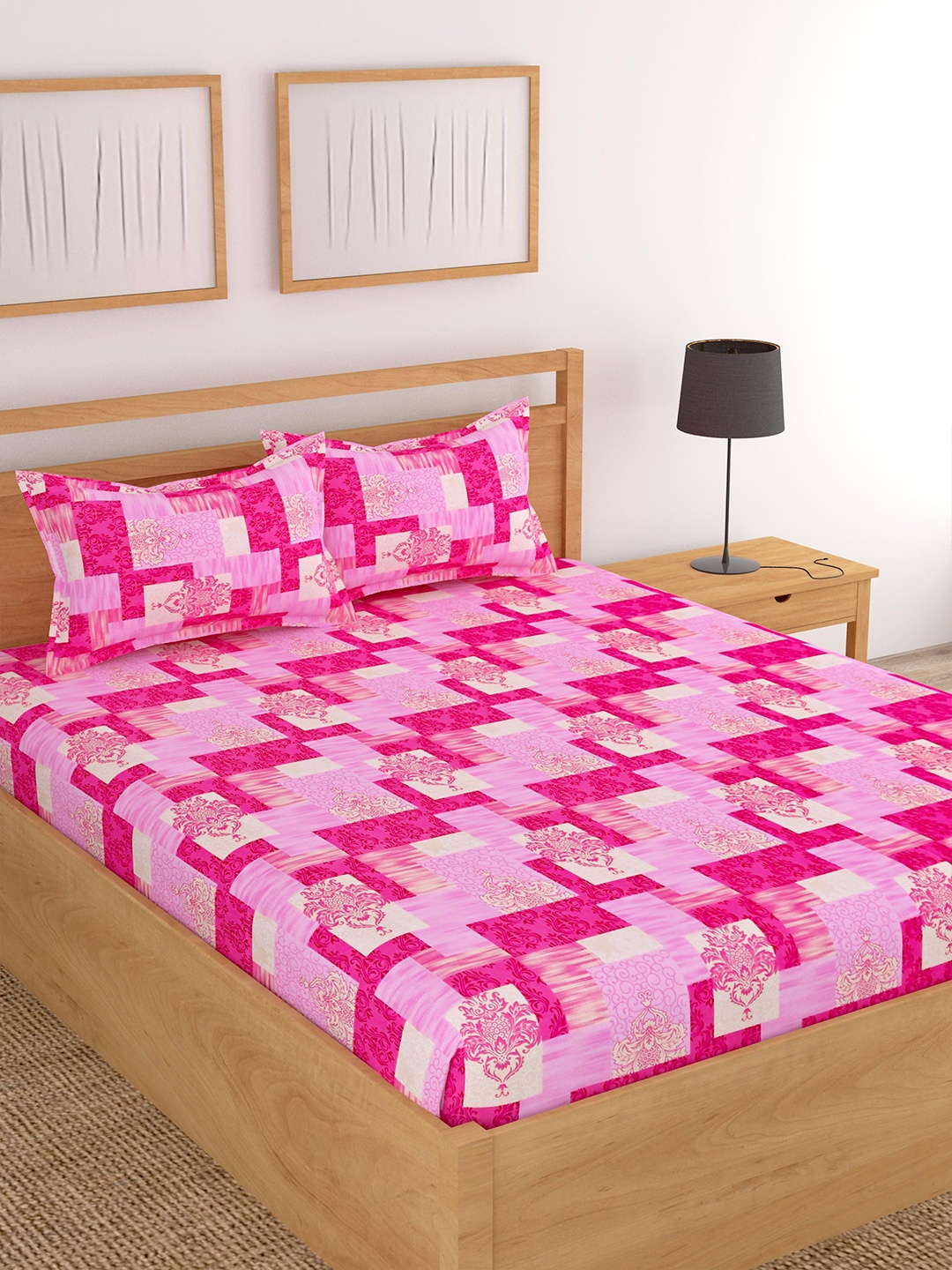 Lali Prints Pink & Purple Ethnic Motifs Cotton 180 TC King Bedsheet with 2 Pillow Covers
Lali Prints Pink & Purple Ethnic Motifs Cotton 180 TC King Bedsheet with 2 Pillow Covers