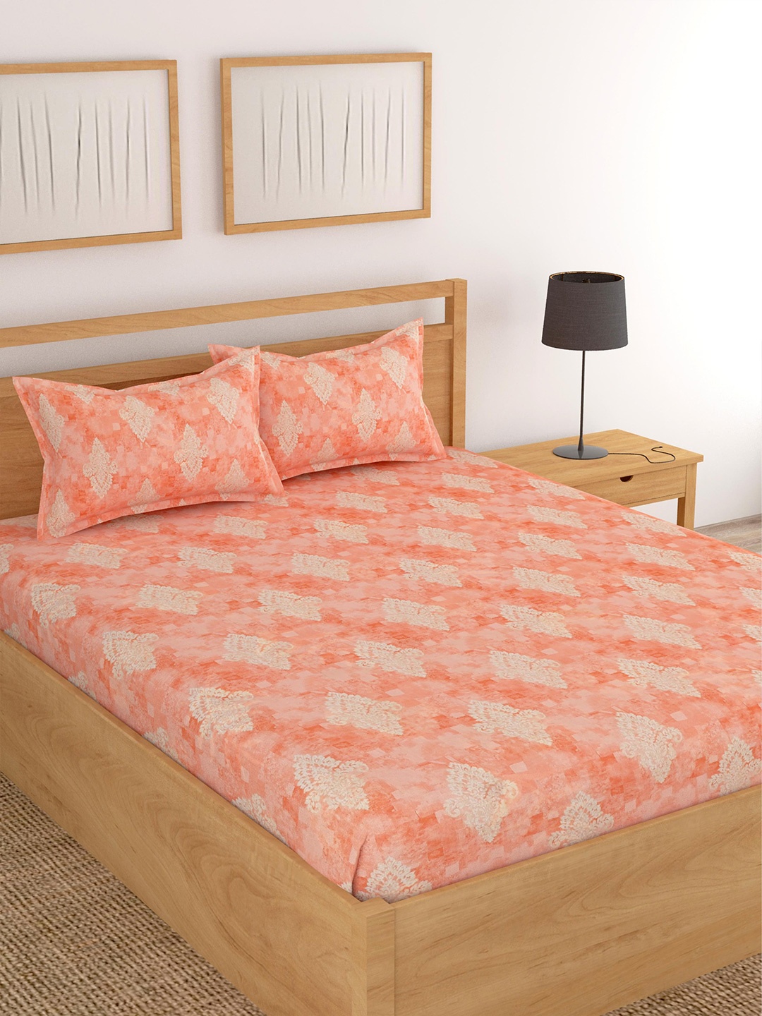 Lali Prints Peach & Cream Ethnic Motifs Cotton 180 TC King Bedsheet with 2 Pillow Covers
Lali Prints Peach & Cream Ethnic Motifs Cotton 180 TC King Bedsheet with 2 Pillow Covers