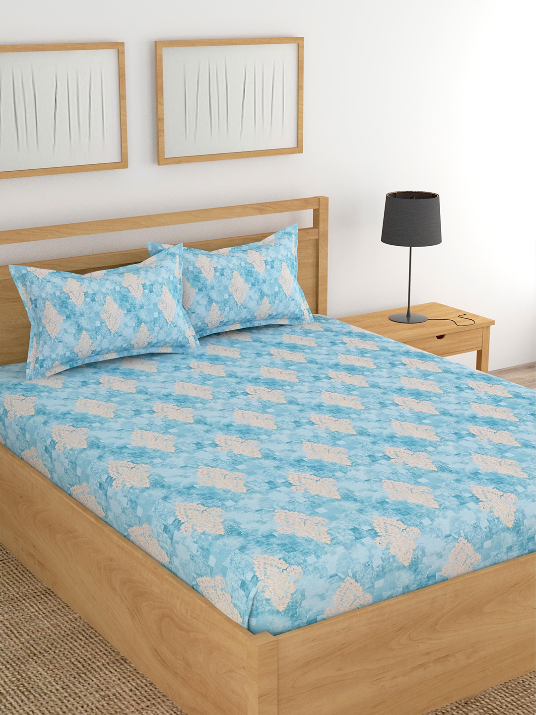 Lali Prints Blue & Cream Ethnic Motifs Cotton 180 TC King Bedsheet with 2 Pillow Covers
Lali Prints Blue & Cream Ethnic Motifs Cotton 180 TC King Bedsheet with 2 Pillow Covers