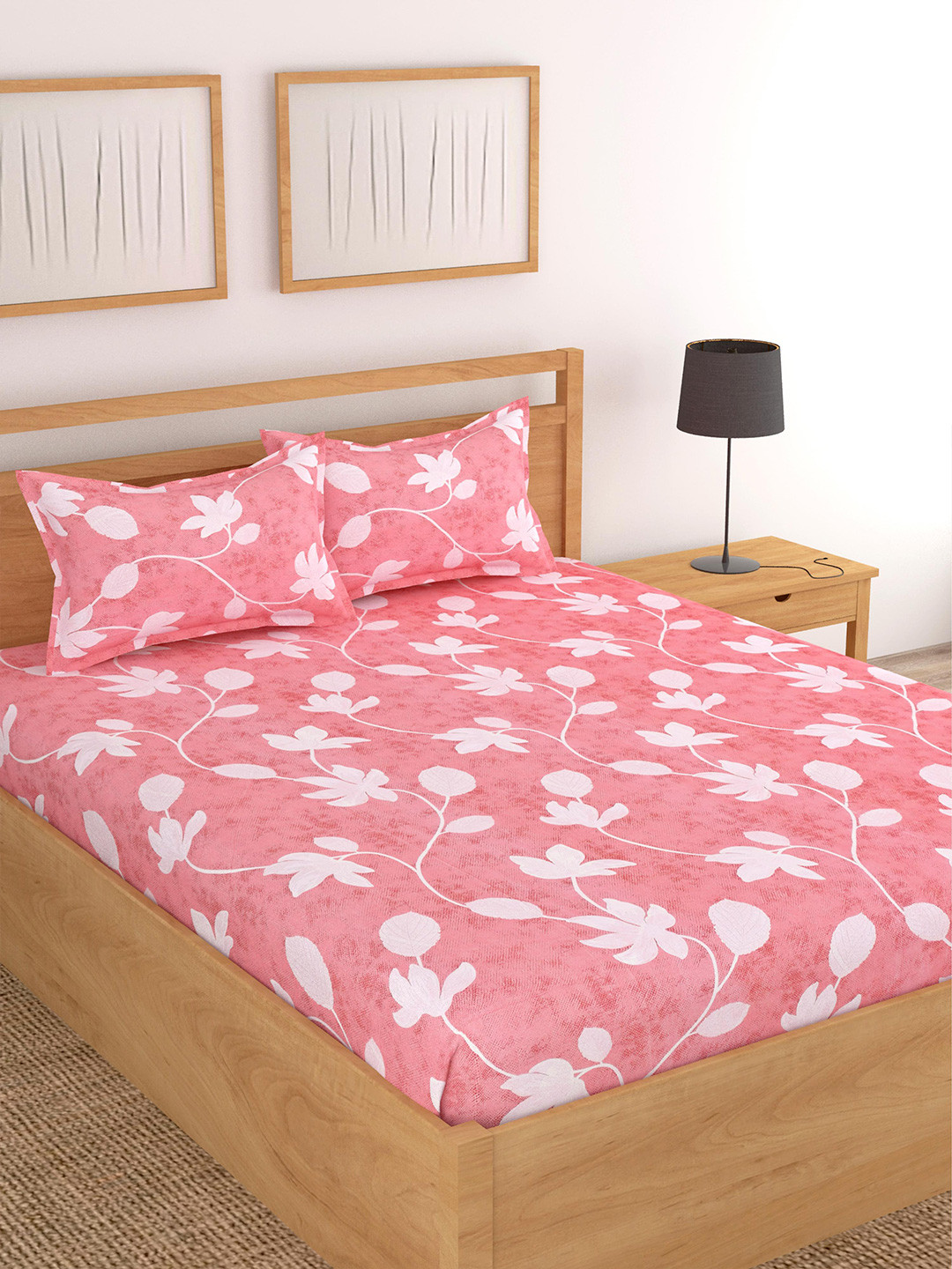Lali Prints Pink & White Floral Printed Cotton 180 TC King Bedsheet with 2 Pillow Covers
Lali Prints Pink & White Floral Printed Cotton 180 TC King Bedsheet with 2 Pillow Covers