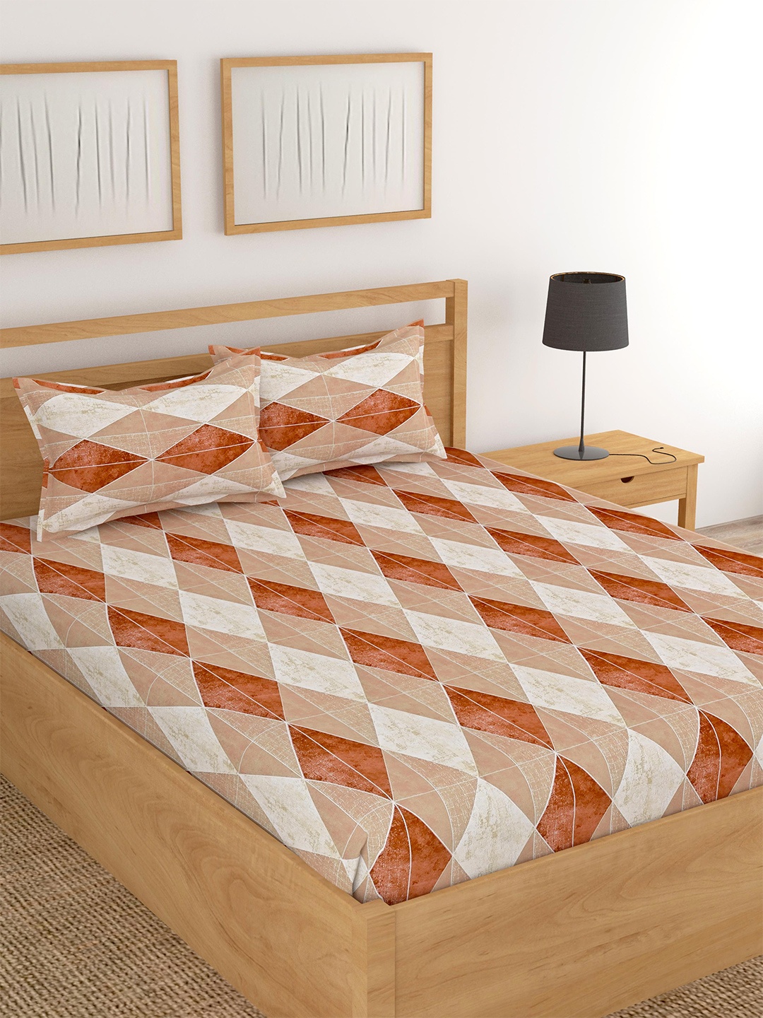 Lali Prints Brown & White Geometric Cotton 180 TC King Bedsheet with 2 Pillow Covers
Lali Prints Brown & White Geometric Cotton 180 TC King Bedsheet with 2 Pillow Covers