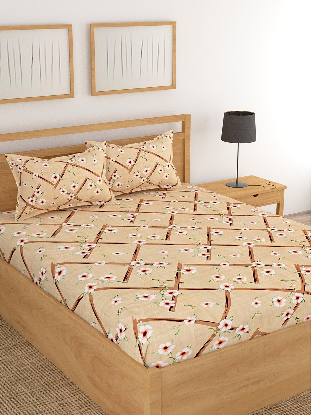 Lali Prints Brown & White Floral Printed Cotton 180 TC King Bedsheet with 2 Pillow Covers
Lali Prints Brown & White Floral Printed Cotton 180 TC King Bedsheet with 2 Pillow Covers