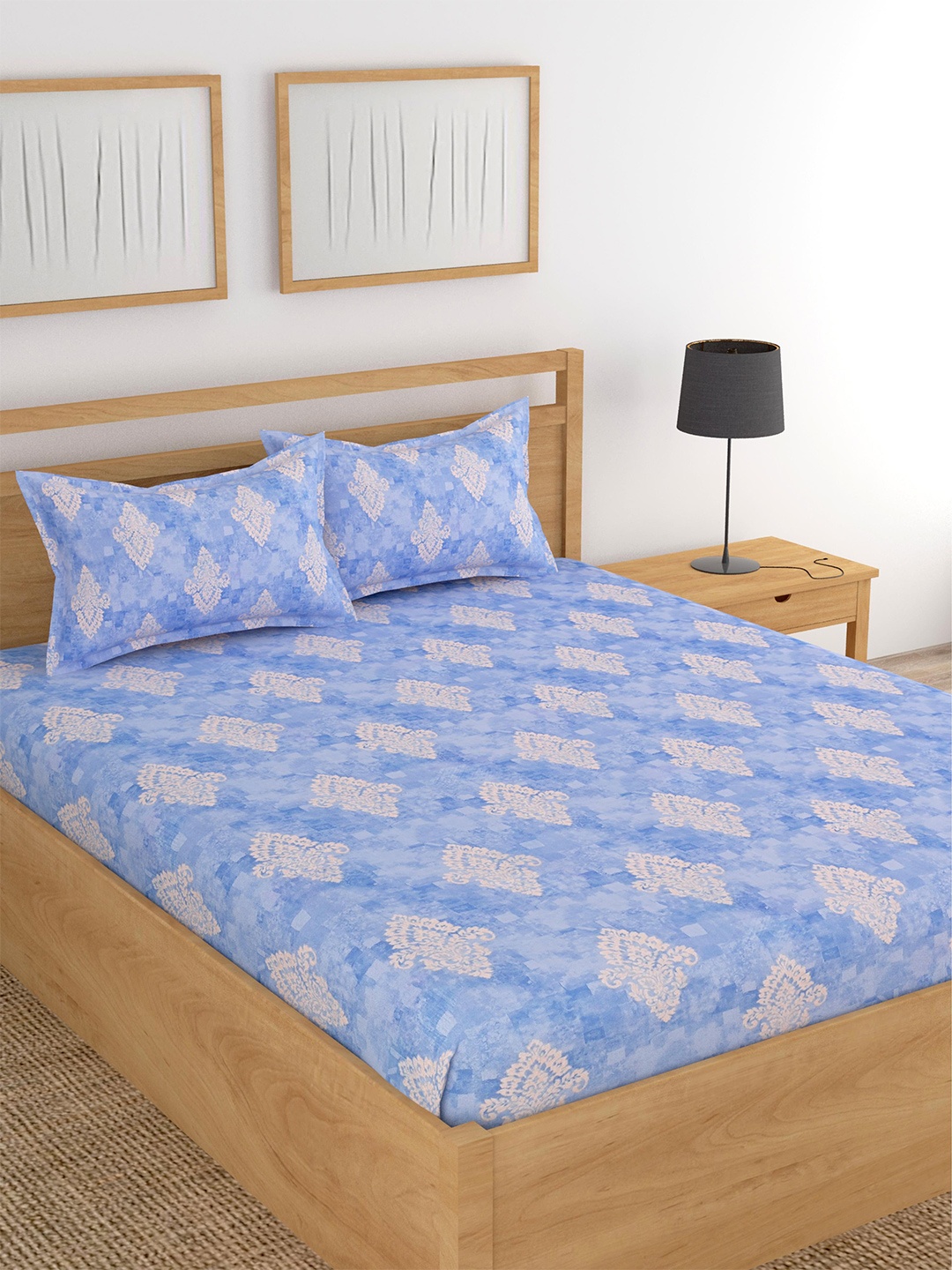 Lali Prints Blue & Cream Ethnic Motifs Cotton 180 TC King Bedsheet with 2 Pillow Covers
Lali Prints Blue & Cream Ethnic Motifs Cotton 180 TC King Bedsheet with 2 Pillow Covers