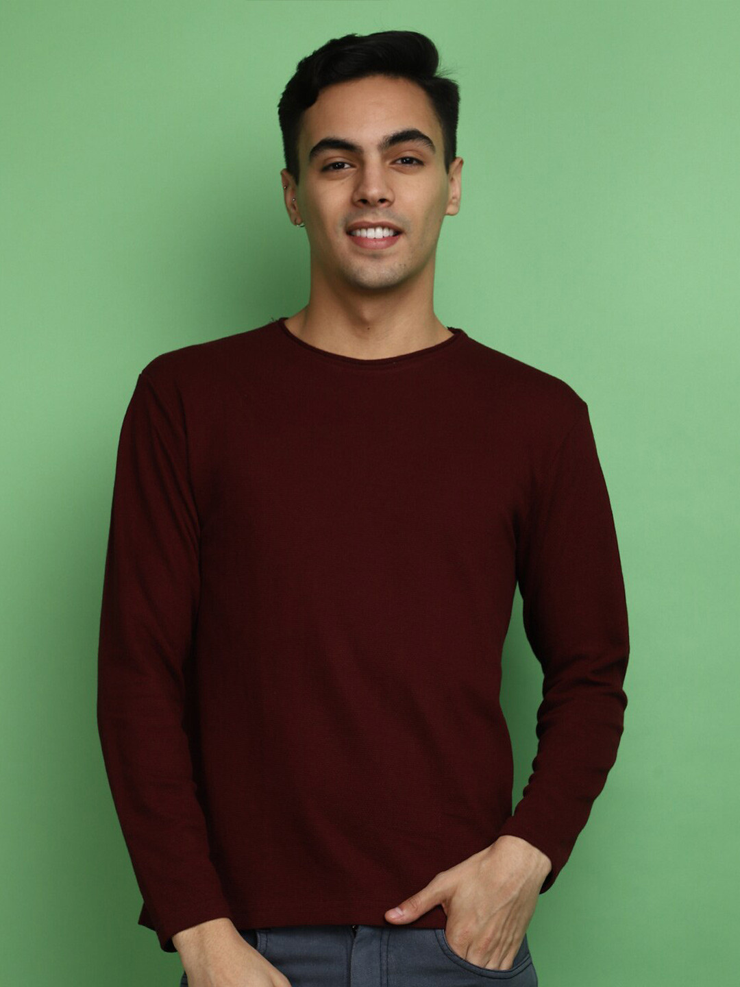 V-Mart Round Neck Cotton Casual T-shirt, Maroon 
V-Mart Round Neck Cotton Casual T-shirt, Maroon