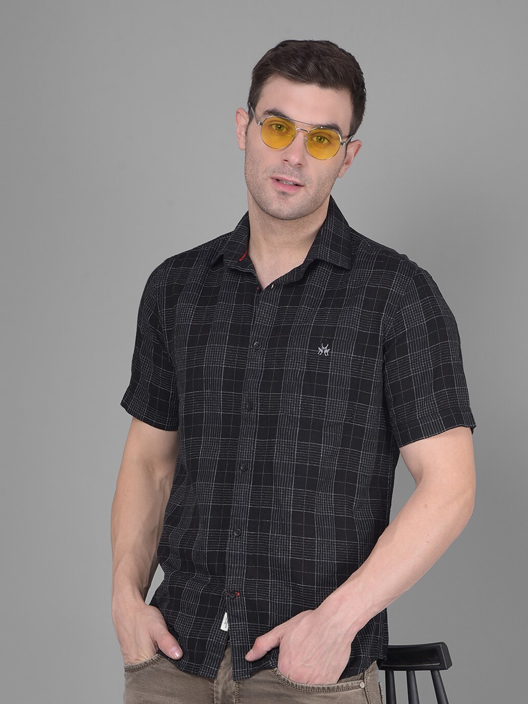 Crimsoune Club Spread Collar Classic Slim Fit Checked Casual Pure Cotton Shirt, Black
Crimsoune Club Spread Collar Classic Slim Fit Checked Casual Pure Cotton Shirt, Black