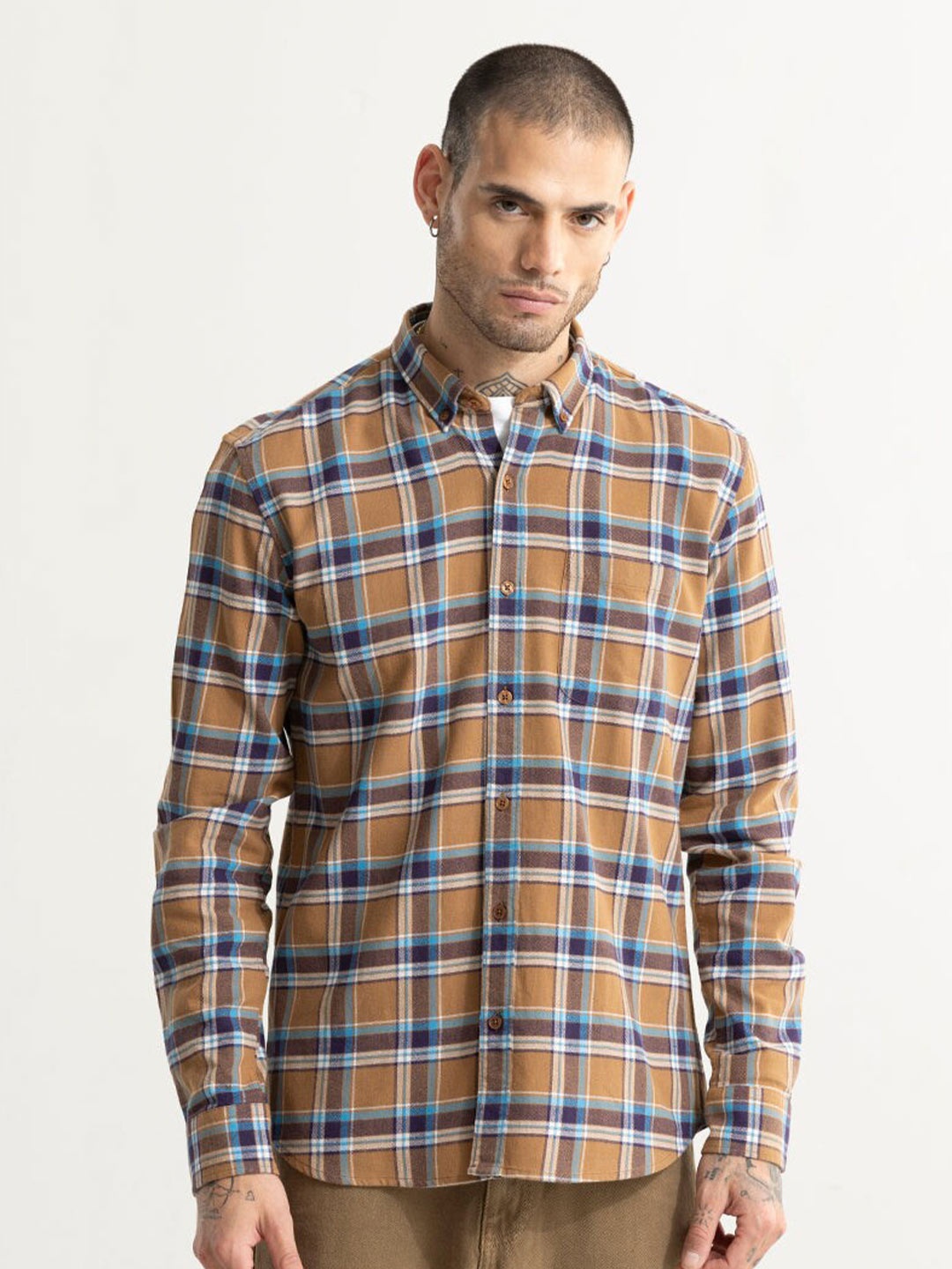 Snitch Classic Brown Slim Fit Tartan Checked Button Down Collar Cotton Casual Shirt
Snitch Classic Brown Slim Fit Tartan Checked Button Down Collar Cotton Casual Shirt