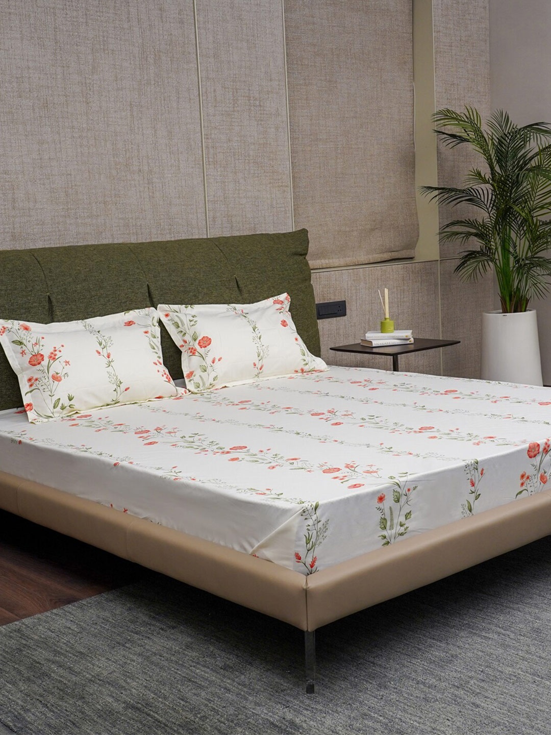 URBAN SPACE Peach-Coloured Printed Cotton 200 TC Single Bedsheet With 2 Pillow Covers, Off white
URBAN SPACE Peach-Coloured Printed Cotton 200 TC Single Bedsheet With 2 Pillow Covers, Off white