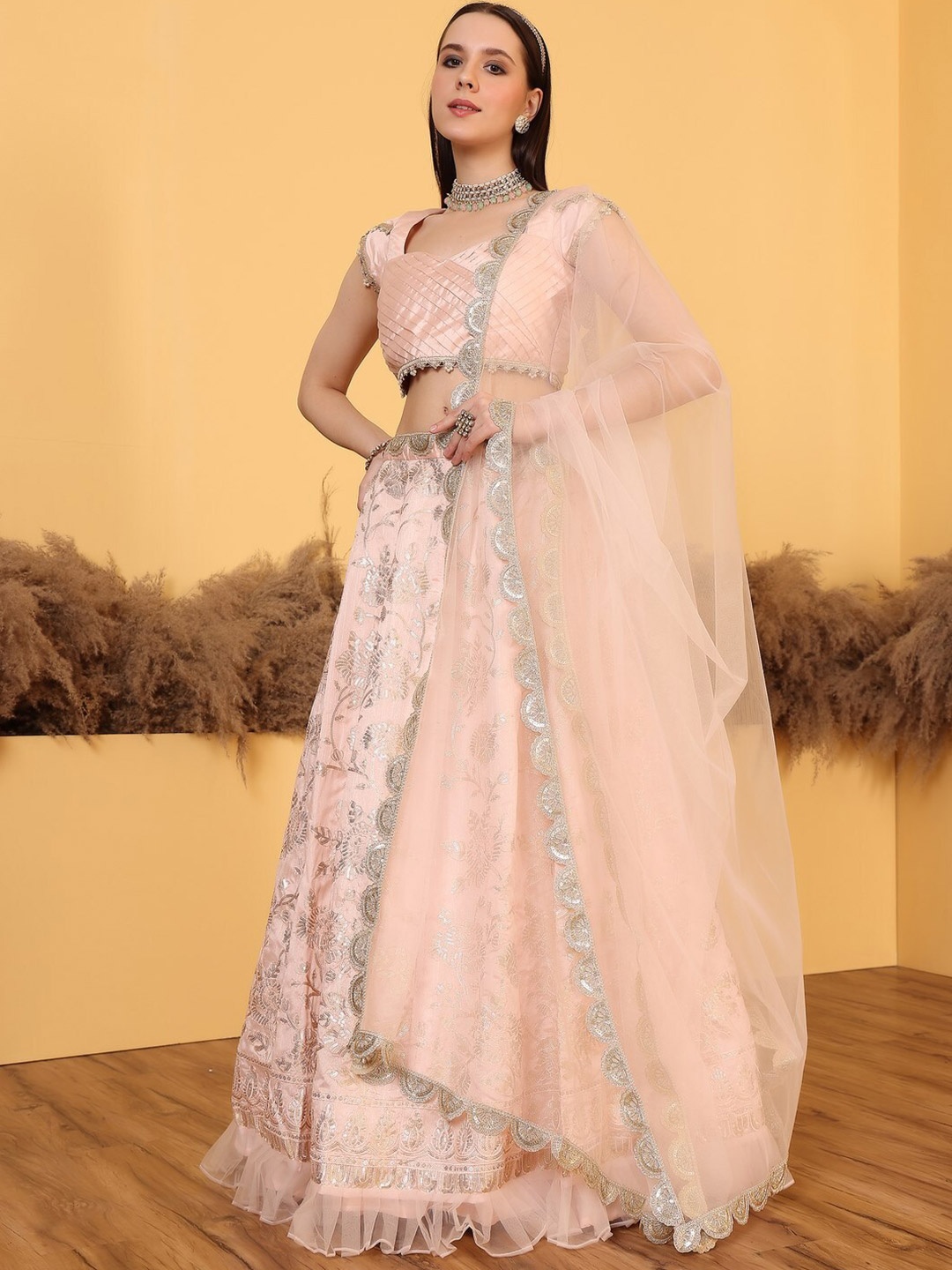Ethnovog Embellished Sweertheart Neck Ready to Wear Lehenga & Blouse With Dupatta, Pink
Ethnovog Embellished Sweertheart Neck Ready to Wear Lehenga & Blouse With Dupatta, Pink