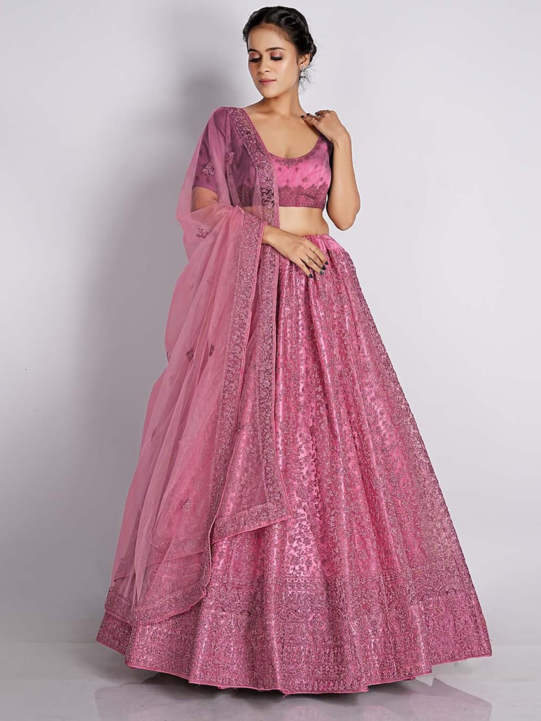 HALFSAREE STUDIO Pink & Embroidered Semi-Stitched Lehenga & Unstitched Blouse With Dupatta
HALFSAREE STUDIO Pink & Embroidered Semi-Stitched Lehenga & Unstitched Blouse With Dupatta