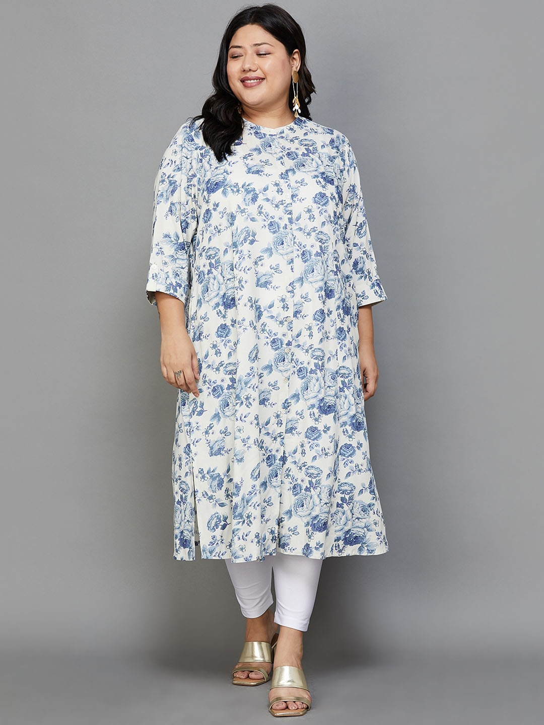 Moiree by Lifestyle Plus Size Floral Printed Band Collar Roll Up Sleeves Kurta, White
Moiree by Lifestyle Plus Size Floral Printed Band Collar Roll Up Sleeves Kurta, White