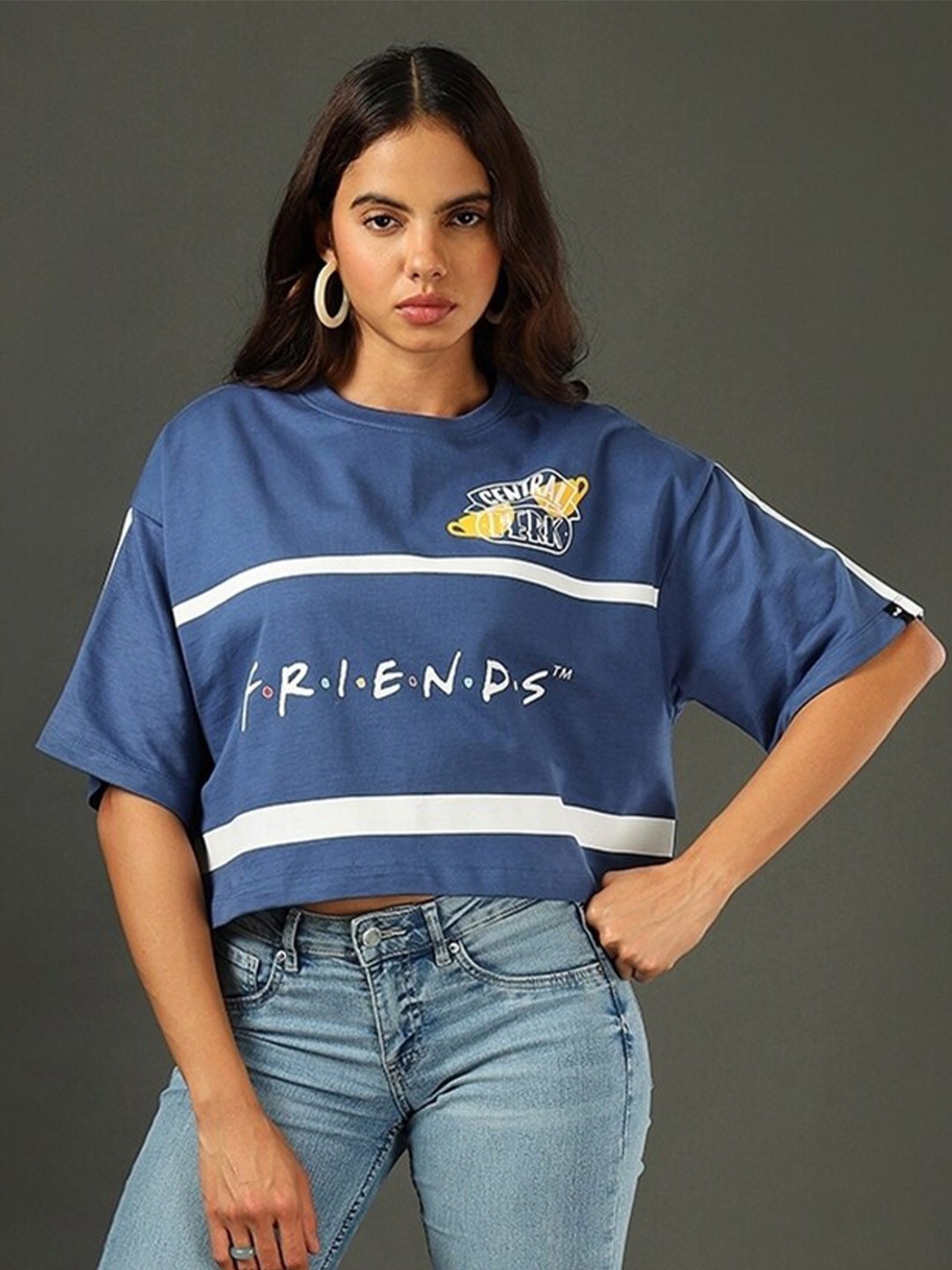 Bewakoof Heavy Duty 1.0 Women Friends Gang Logo Graphic Printed Oversized Short Top, Blue
Bewakoof Heavy Duty 1.0 Women Friends Gang Logo Graphic Printed Oversized Short Top, Blue