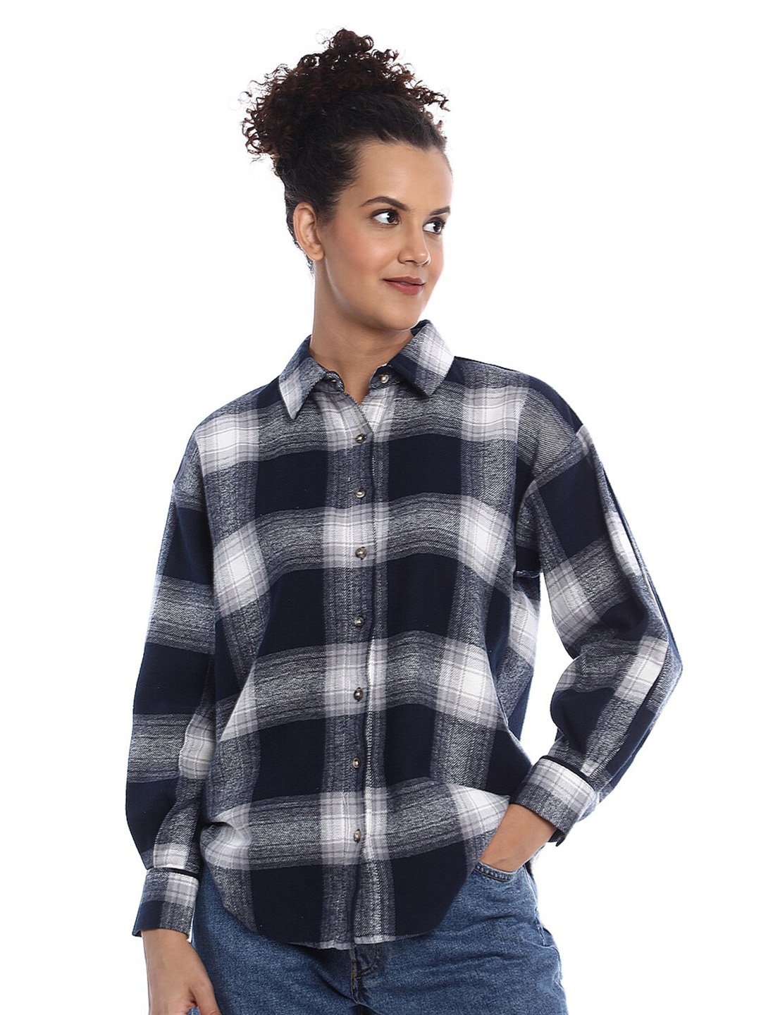 Gazillion Contemporary Tartan Checked Drop Shoulder Pure Cotton Casual Shirt, Navy blue
Gazillion Contemporary Tartan Checked Drop Shoulder Pure Cotton Casual Shirt, Navy blue