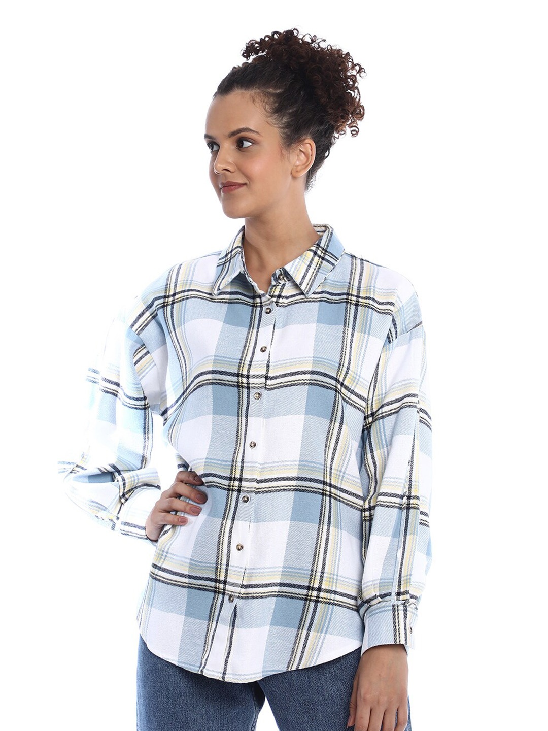 Gazillion Contemporary Windowpane Checks Drop-Shoulder Sleeves Flannel Cotton Casual Shirt, Blue
Gazillion Contemporary Windowpane Checks Drop-Shoulder Sleeves Flannel Cotton Casual Shirt, Blue
