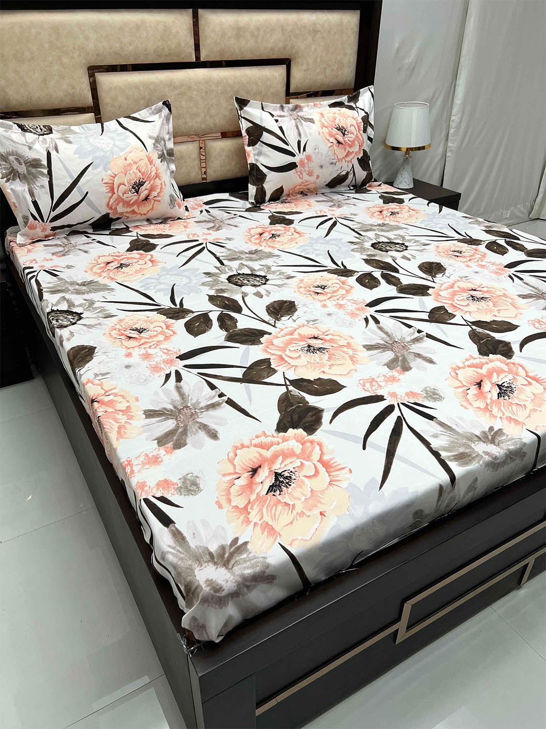 Pure Decor Grey & Orange Floral Printed Fitted 180 TC King Bedsheet With 2 Pillow Covers
Pure Decor Grey & Orange Floral Printed Fitted 180 TC King Bedsheet With 2 Pillow Covers