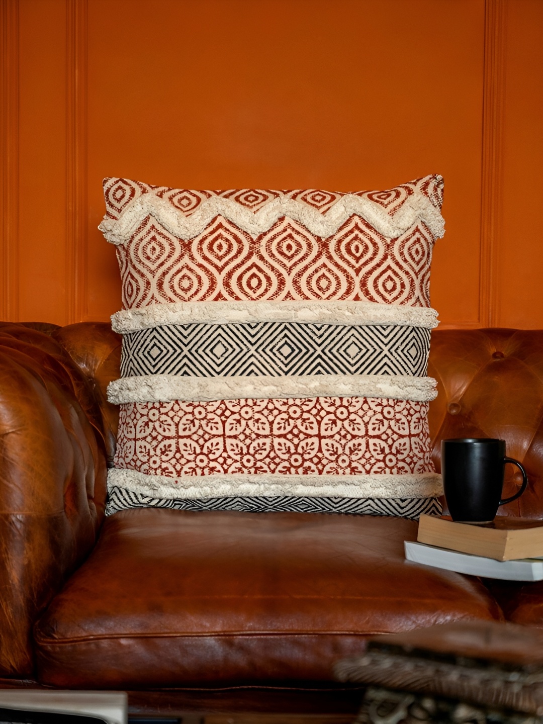 ABSTRACT INDIA Maroon Beige Geometric Hand Block Printed Cotton Square Cushion Cover
ABSTRACT INDIA Maroon Beige Geometric Hand Block Printed Cotton Square Cushion Cover