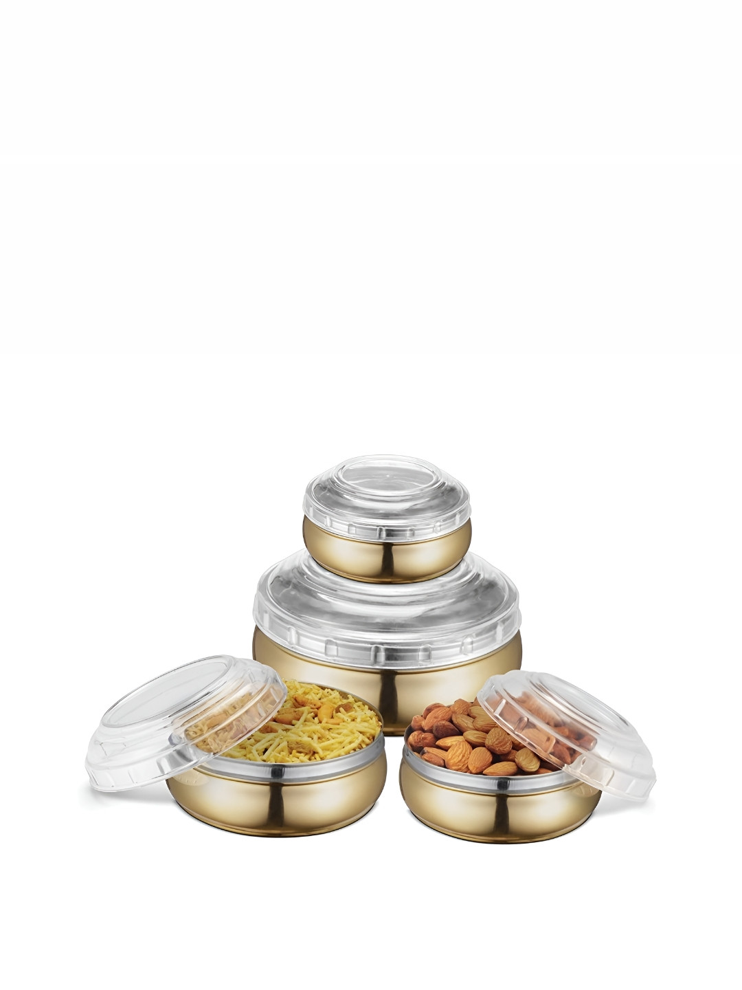 KASSA Belly Gold-Toned 4 Pieces Stainless Steel Dishwasher Safe Food Container
KASSA Belly Gold-Toned 4 Pieces Stainless Steel Dishwasher Safe Food Container