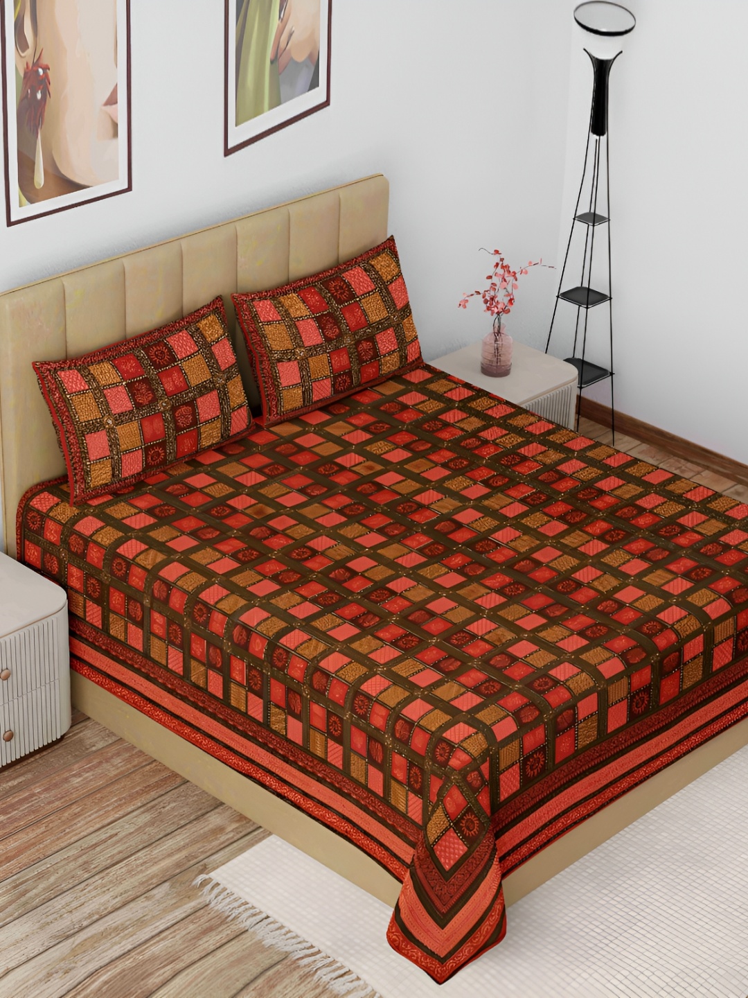 The Craft Monk Maroon Ethnic Motifs Cotton144 TC King Bedsheet with 2 Pillow Covers
The Craft Monk Maroon Ethnic Motifs Cotton144 TC King Bedsheet with 2 Pillow Covers