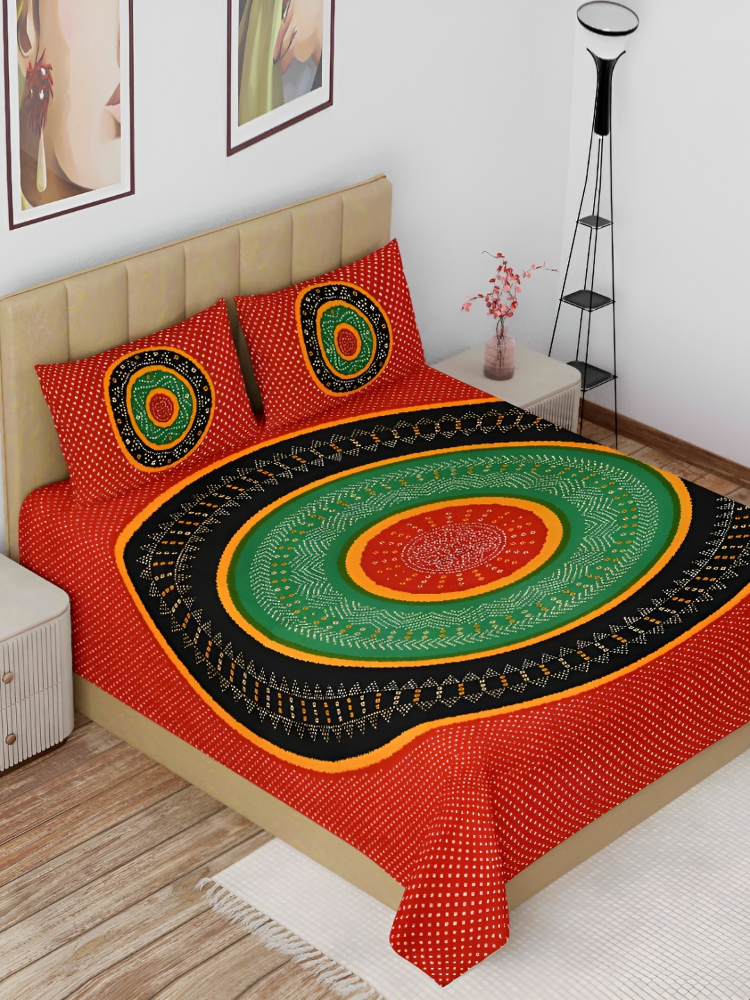 The Craft Monk Red & Green Ethnic Motifs Cotton144 TC King Bedsheet with 2 Pillow Covers
The Craft Monk Red & Green Ethnic Motifs Cotton144 TC King Bedsheet with 2 Pillow Covers