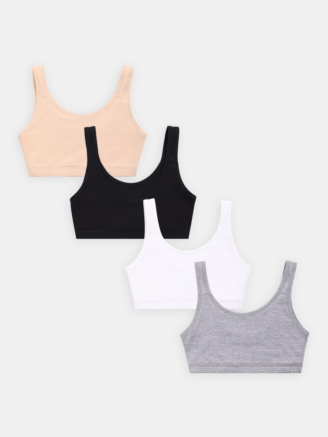 Sillysally Girls Pack of 4 Full Coverage Beginners Sports Bra With All Day Comfort, White
Sillysally Girls Pack of 4 Full Coverage Beginners Sports Bra With All Day Comfort, White