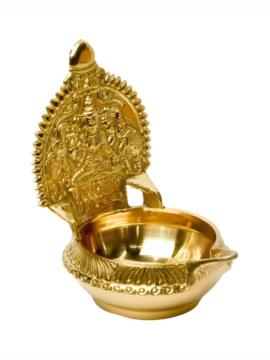Bhimonee Decor Gold Toned Pure Brass Gajalakshmi Kuber Kamakshi Diya