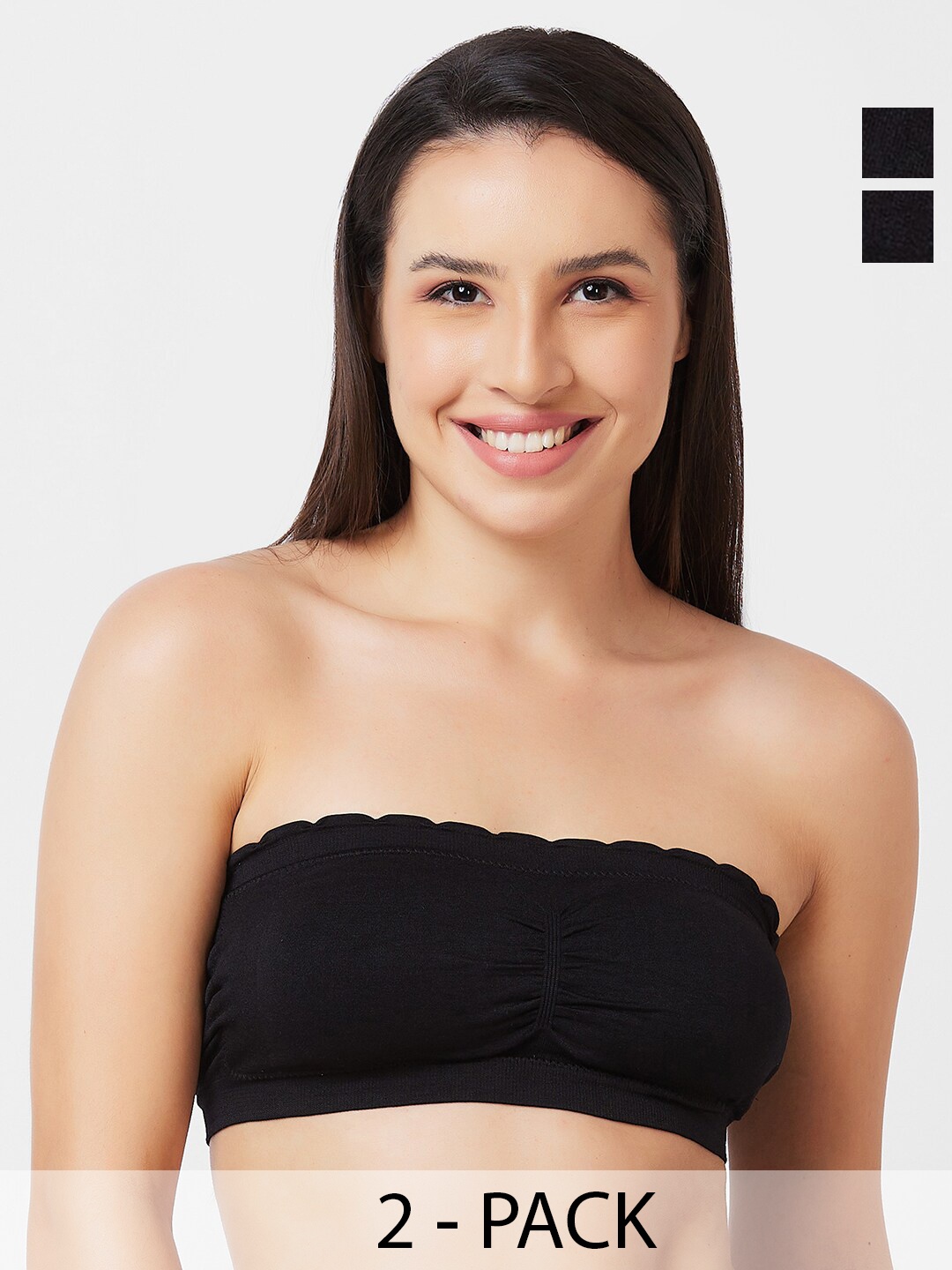 FashionRack Pack Of 2 Half Coverage Lightly Padded Cotton Bandeau Bra With All Day Comfort, Black
FashionRack Pack Of 2 Half Coverage Lightly Padded Cotton Bandeau Bra With All Day Comfort, Black