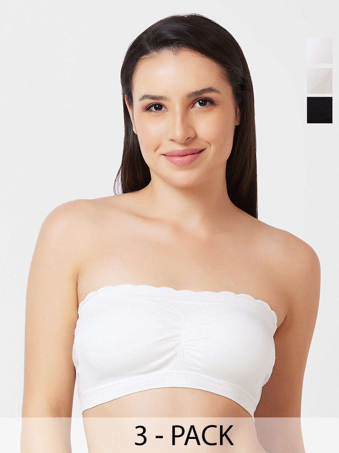 FashionRack Pack Of 3 Half Coverage Lightly Padded Cotton Bandeau Bra With All Day Comfort, Black
FashionRack Pack Of 3 Half Coverage Lightly Padded Cotton Bandeau Bra With All Day Comfort, Black