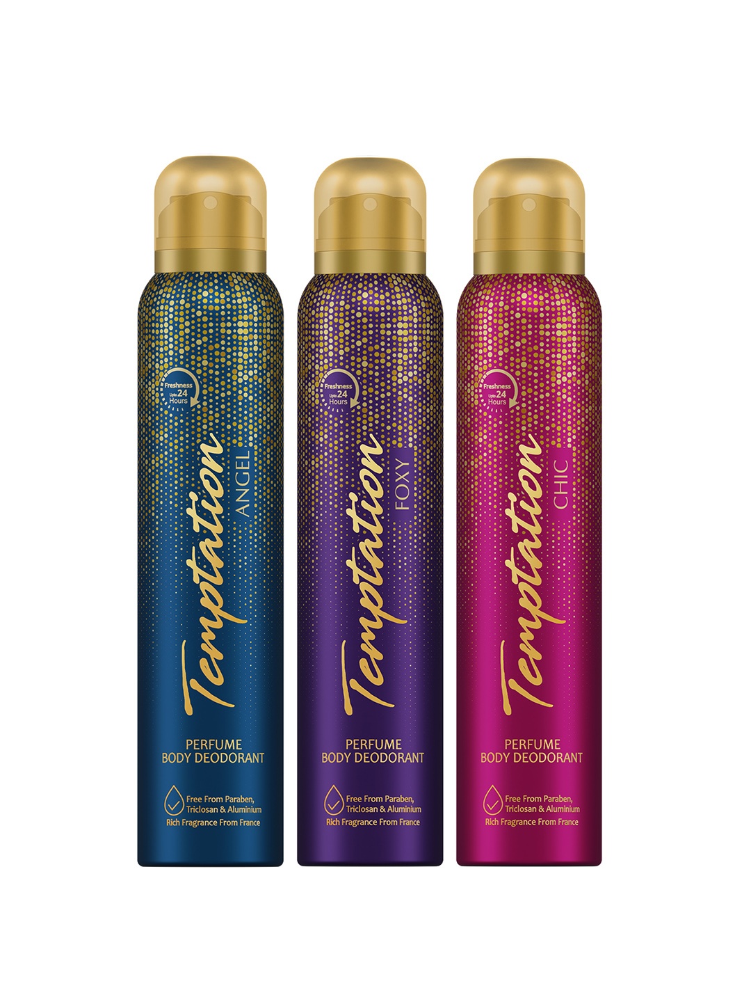 Envy Women Set of 3 Temptation Perfume Body Deodorant 99 g each - Foxy + Chic+ Angel, Teal
Envy Women Set of 3 Temptation Perfume Body Deodorant 99 g each - Foxy + Chic+ Angel, Teal