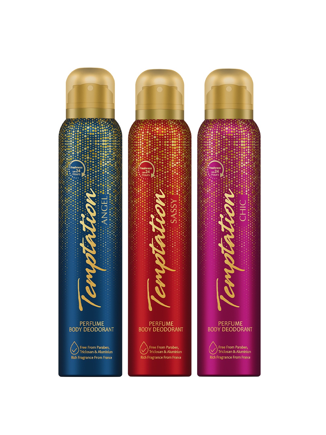 Envy Women Set of 3 Temptation Perfume Body Deodorant 99 g each - Angel + Chic+ Sassy, Teal
Envy Women Set of 3 Temptation Perfume Body Deodorant 99 g each - Angel + Chic+ Sassy, Teal