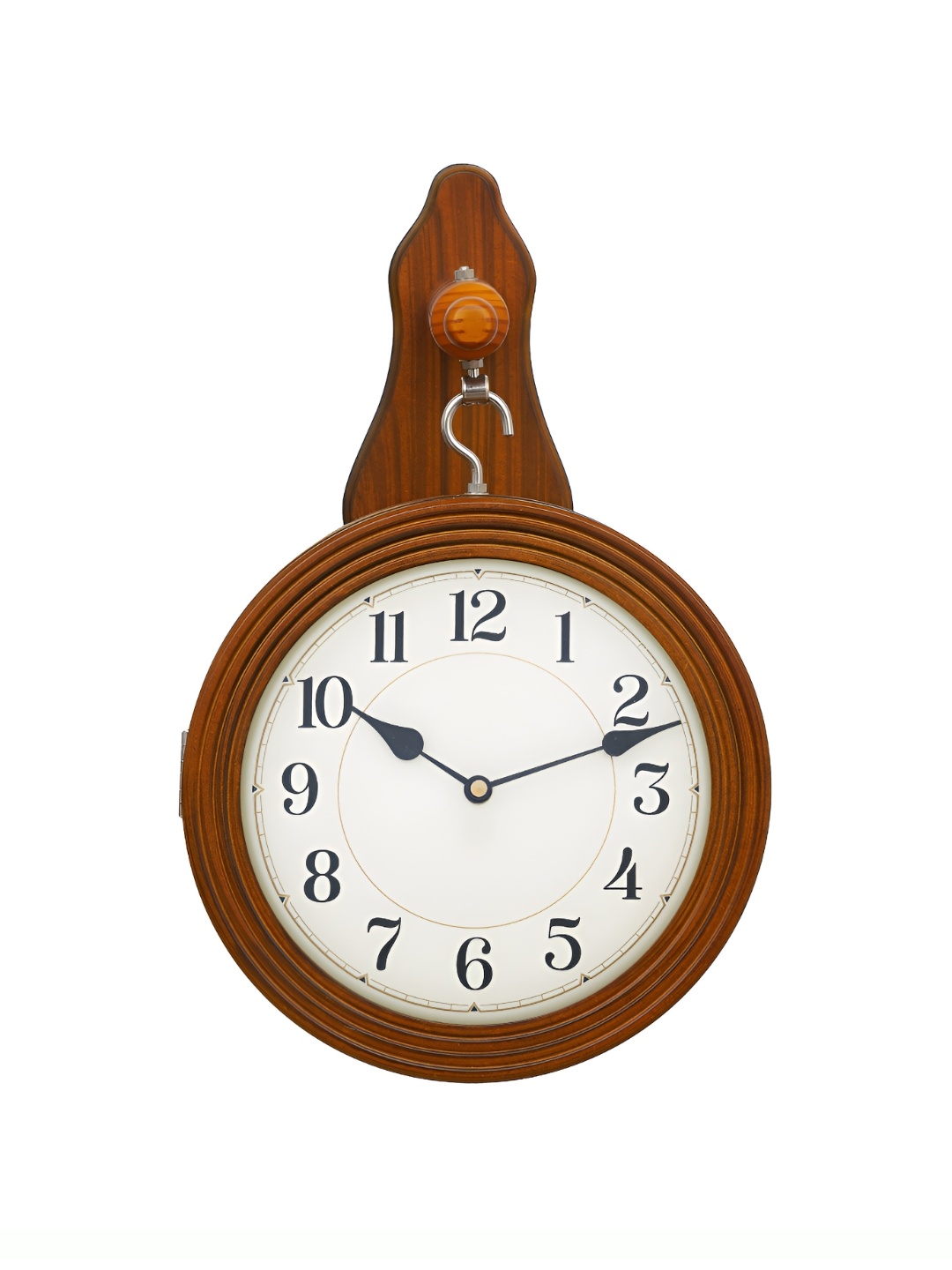 CHRONIKLE Brown Round Wood Traditional Wall Clock