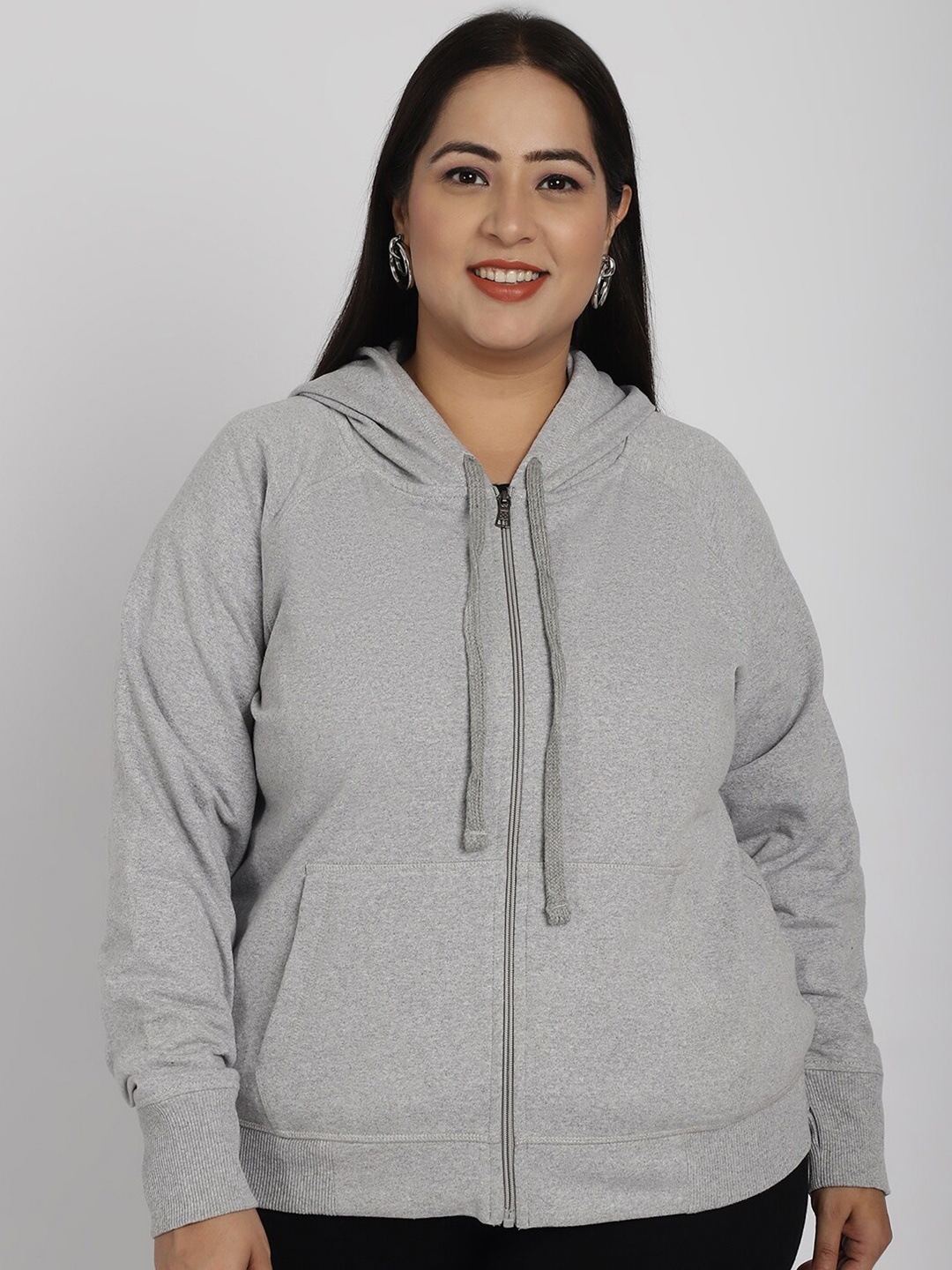 Rute Plus Size Hooded Neck Long Sleeve Zip Detail Cotton Front-Open Sweatshirt, Grey
Rute Plus Size Hooded Neck Long Sleeve Zip Detail Cotton Front-Open Sweatshirt, Grey