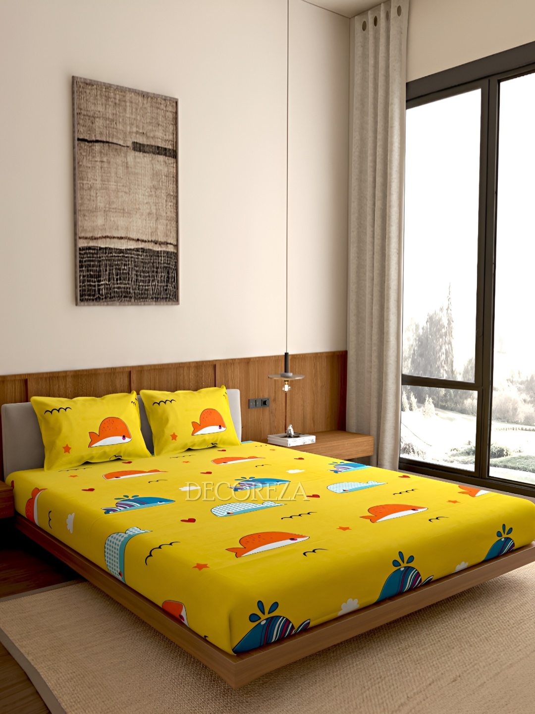DECOREZA Yellow Cartoon Characters Cotton 300TC Queen Fitted Bedsheet With 2 Pillow Covers
DECOREZA Yellow Cartoon Characters Cotton 300TC Queen Fitted Bedsheet With 2 Pillow Covers