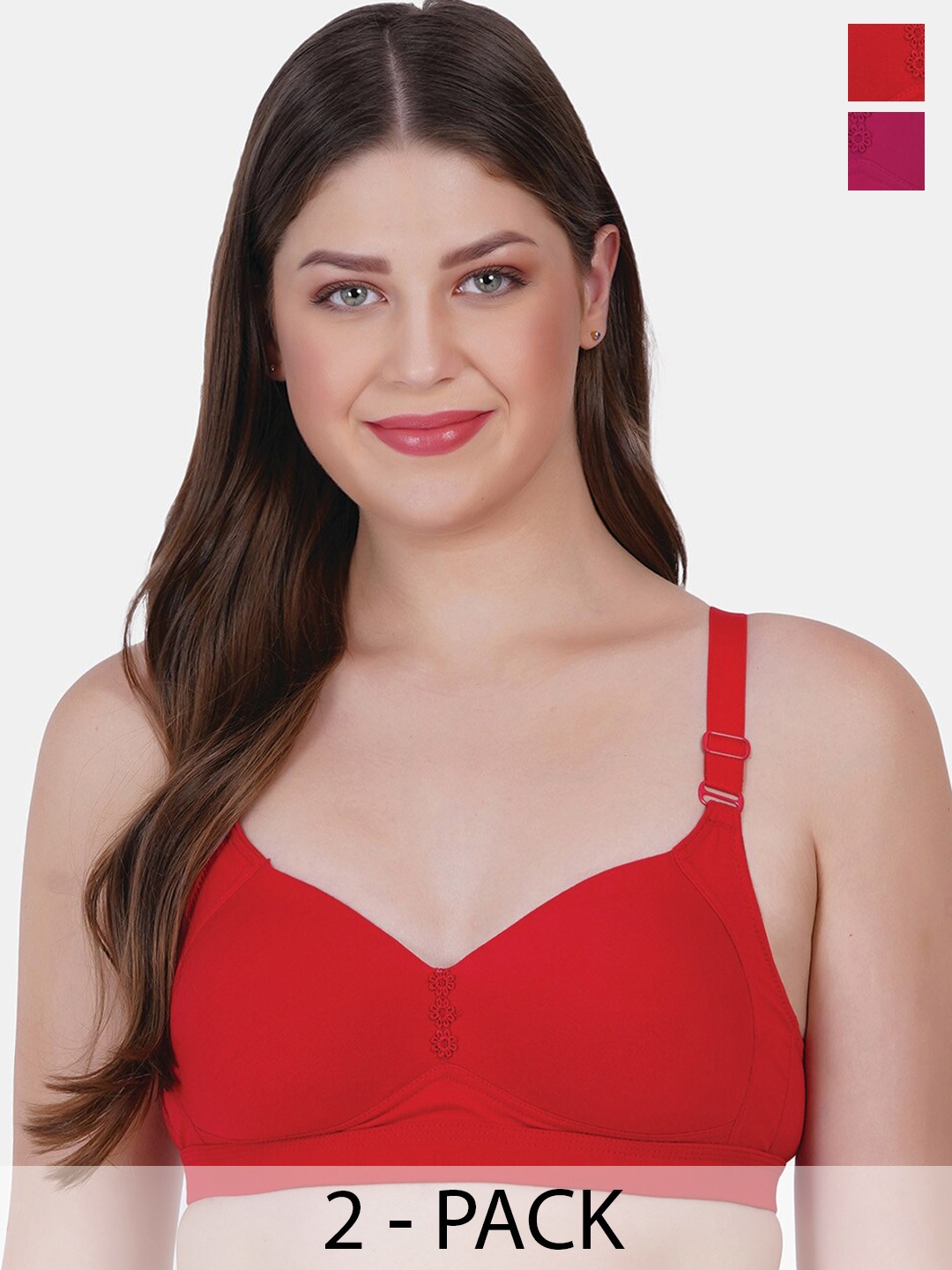 Reveira Pack Of 2 Medium Coverage Heavily Padded Dry Fit Bra With All Day Comfort, Red
Reveira Pack Of 2 Medium Coverage Heavily Padded Dry Fit Bra With All Day Comfort, Red