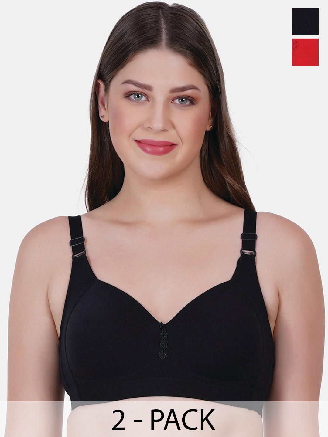 Reveira Pack Of 2 Medium Coverage Heavily Padded Dri Fit Everyday Bra With All Day Comfort, Red
Reveira Pack Of 2 Medium Coverage Heavily Padded Dri Fit Everyday Bra With All Day Comfort, Red
