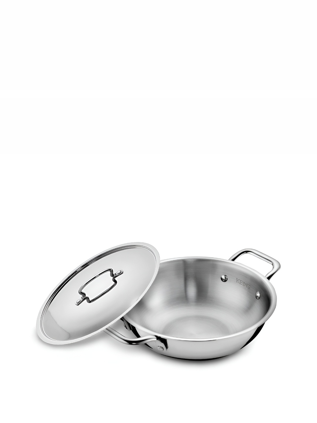 KENT Triply Cool-Touch Hollow Cast Handle Induction Friendly Kadai 26CM with SS Lid 2.6L, Silver
KENT Triply Cool-Touch Hollow Cast Handle Induction Friendly Kadai 26CM with SS Lid 2.6L, Silver