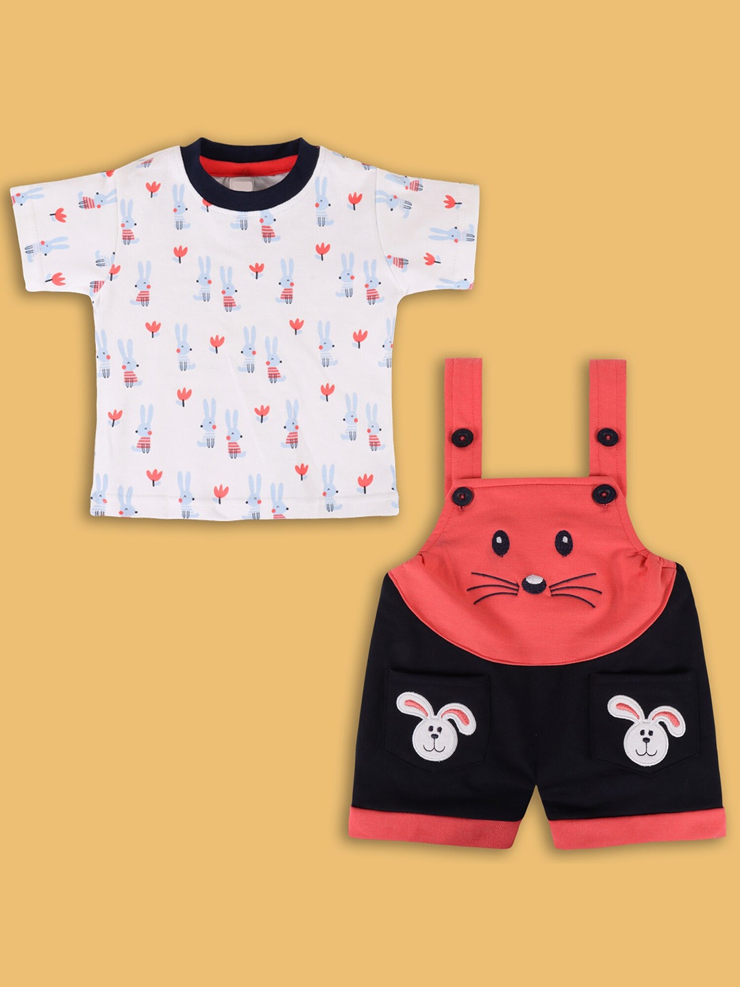 Wish Karo Infant Boys Self-Design Straight Leg Cotton Dungarees With T-Shirt, Red
Wish Karo Infant Boys Self-Design Straight Leg Cotton Dungarees With T-Shirt, Red