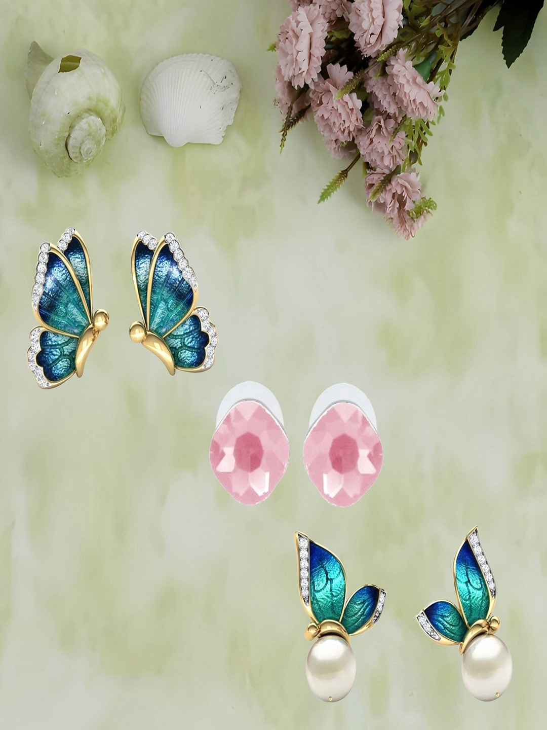 UNIVERSITY TRENDZ Set Of 3 Gold-Plated Stones Studded Butterfly Shaped Studs Earrings
UNIVERSITY TRENDZ Set Of 3 Gold-Plated Stones Studded Butterfly Shaped Studs Earrings