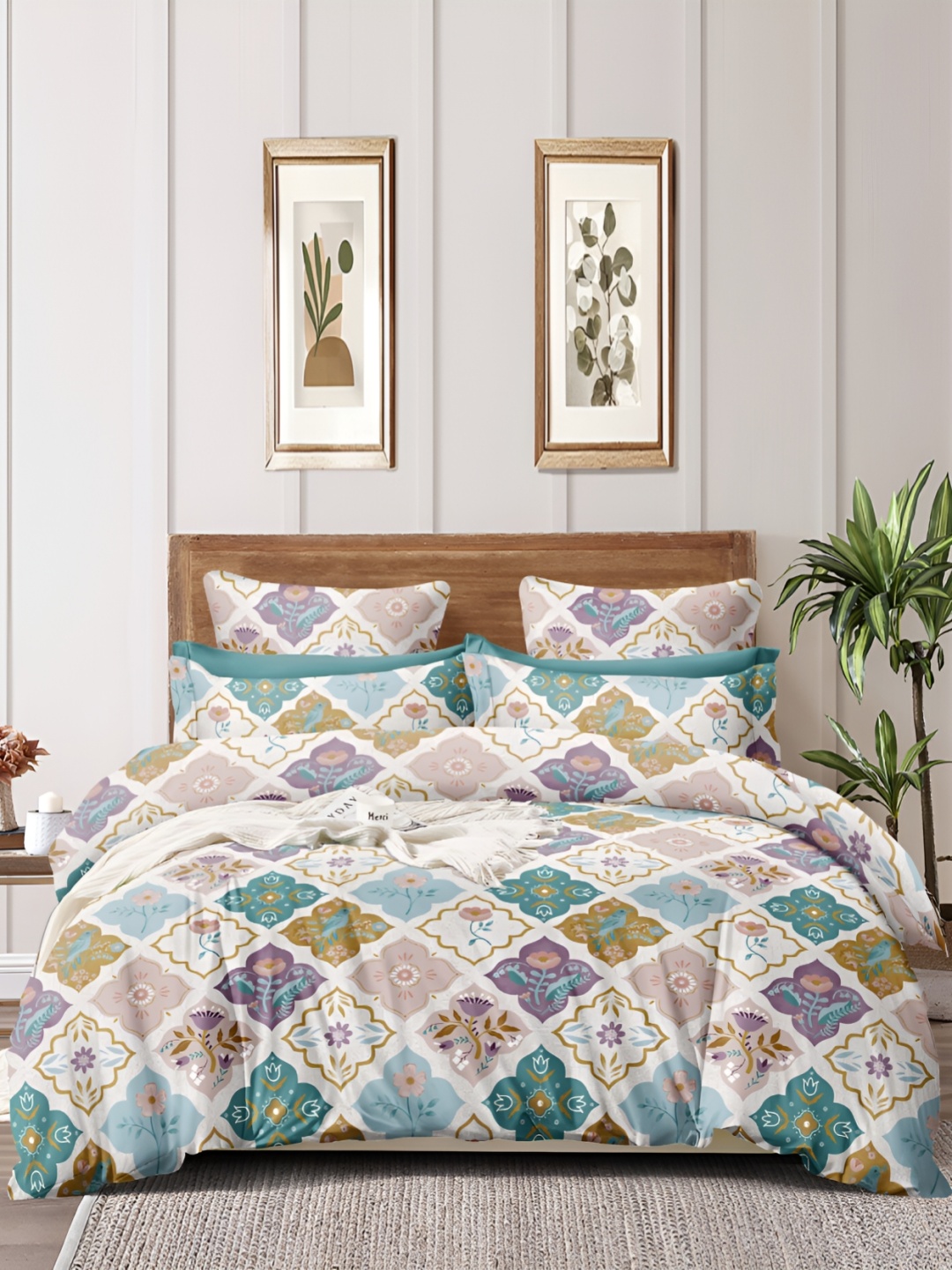 CHHILAKIYA Blue & Purple Printed 210 TC 130 GSM King Bedsheet with 2 Pillow Covers, Black
CHHILAKIYA Blue & Purple Printed 210 TC 130 GSM King Bedsheet with 2 Pillow Covers, Black