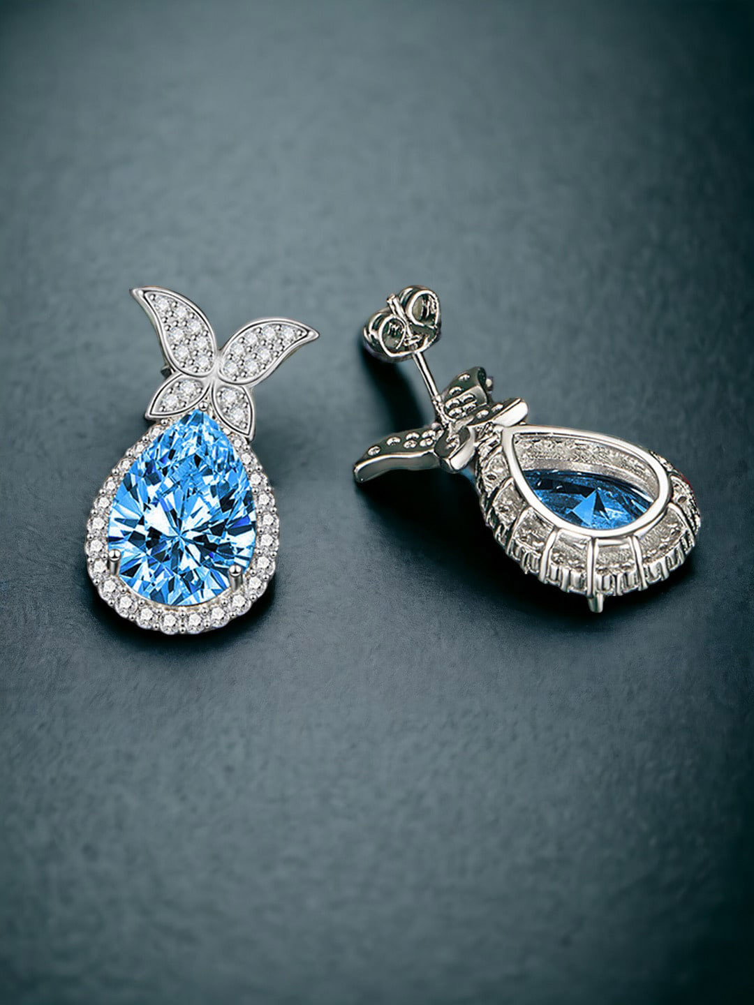 Designs & You Silver-Plated Cubic Zirconia Studded Teardrop Shaped Drop Earrings, Blue
Designs & You Silver-Plated Cubic Zirconia Studded Teardrop Shaped Drop Earrings, Blue