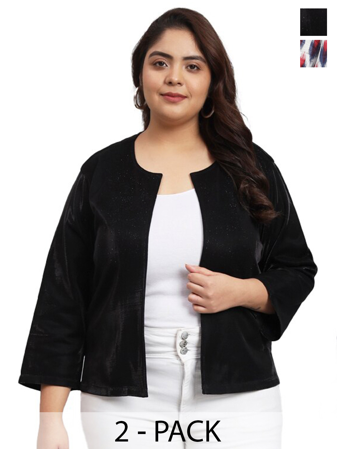 urSense Plus Size Pack Of 2 Pure Cotton Longline Shrug, Blue
urSense Plus Size Pack Of 2 Pure Cotton Longline Shrug, Blue